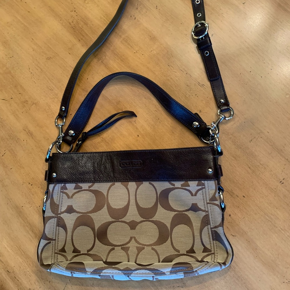 Authentic Coach Brown Leather and
Cloth Convertible purse